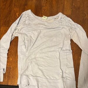 PINK V.S. Light light Blue and Hot Pink Lace Shoulder Long Sleeve Tops